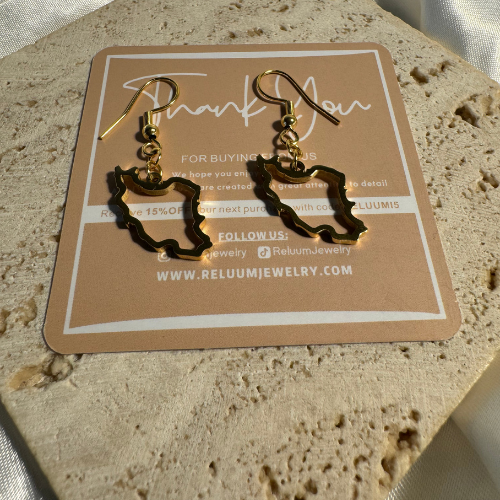 small iran map outline hanging earrings