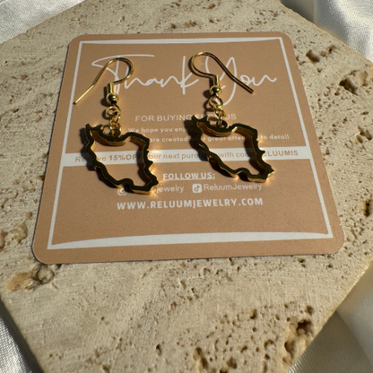 Small Iran Map Outline Hanging Earrings