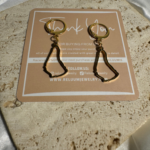 small barbados map outline hanging earrings