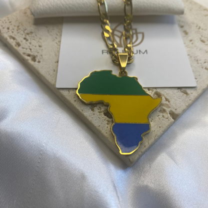 Africa Map - With Gabon Flag