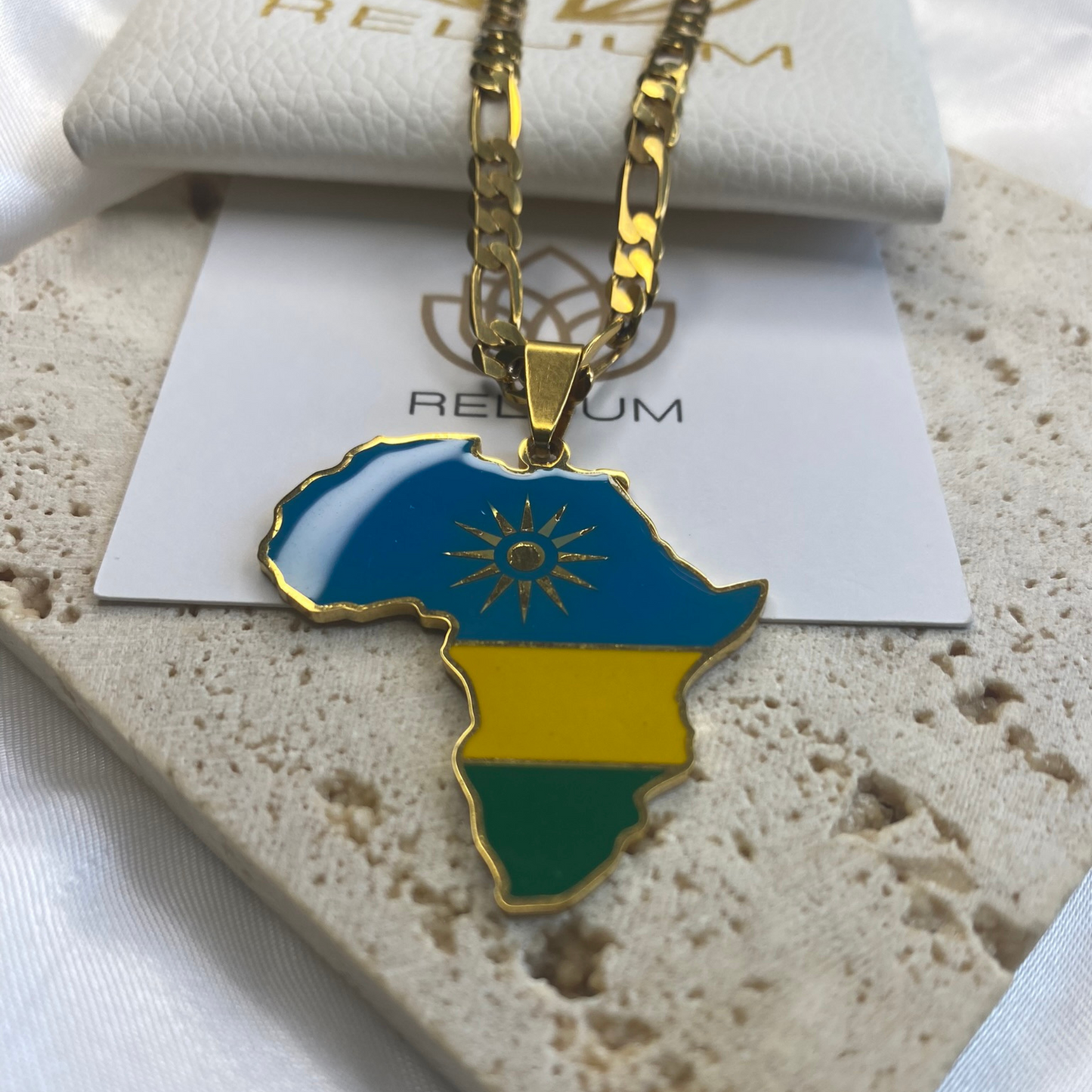 africa map - with rwanda flag