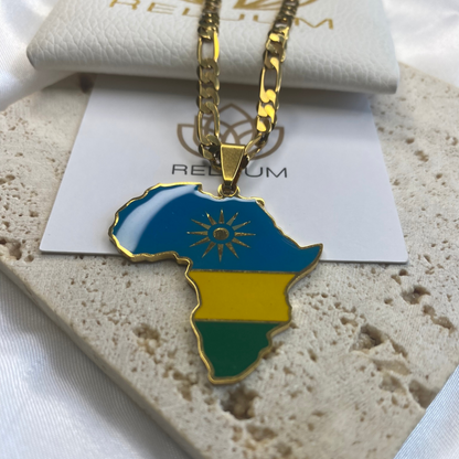 Africa Map - With Rwanda Flag