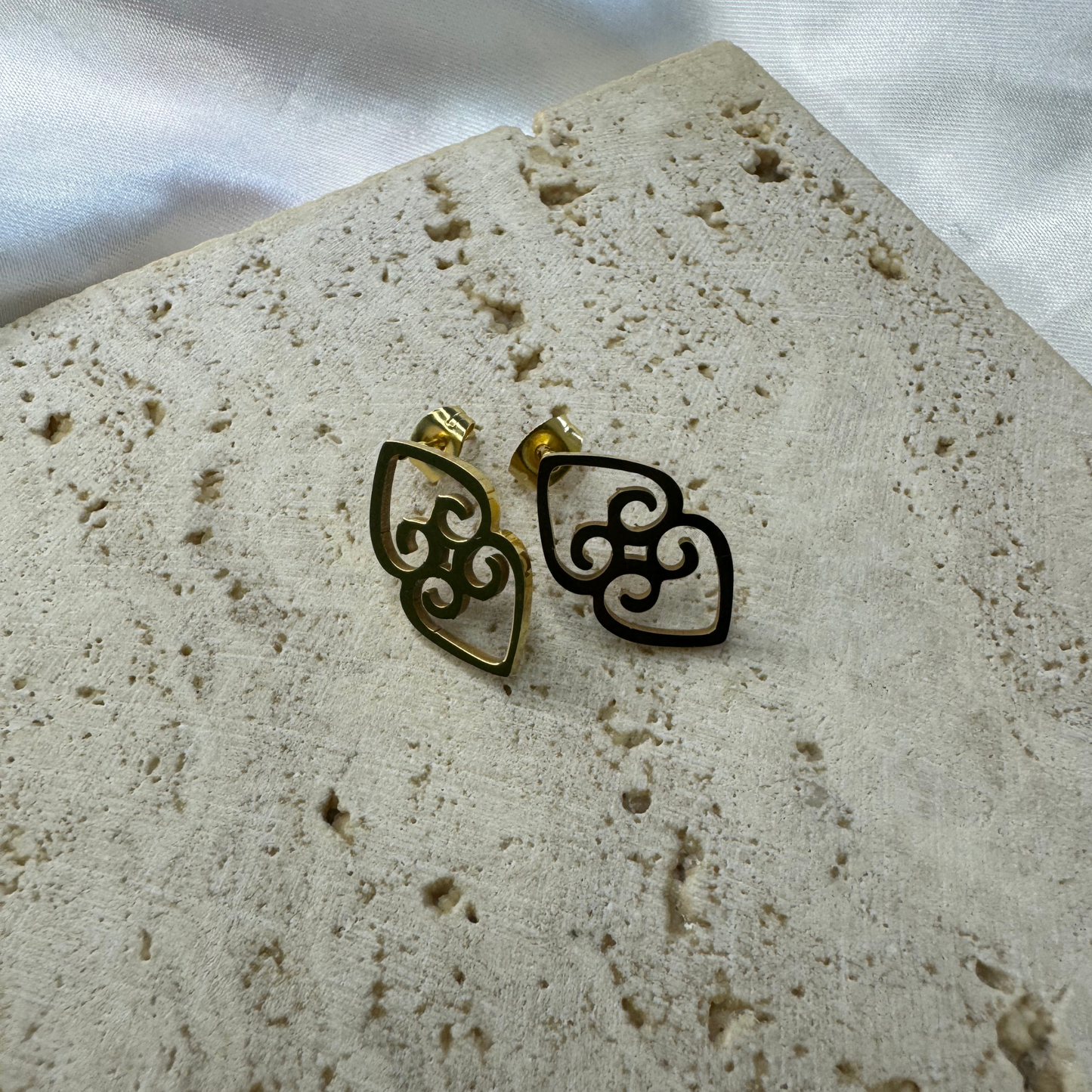 adinkra asase ye duru symbol stud earrings