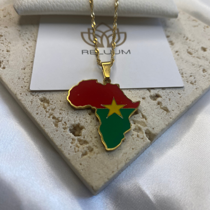 Africa Map - With Burkina Faso Flag