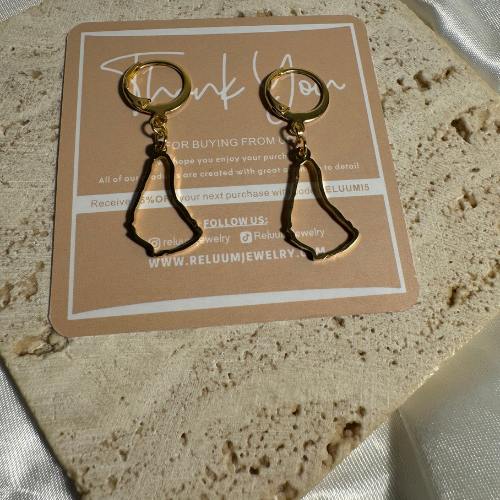 small barbados map outline hanging earrings