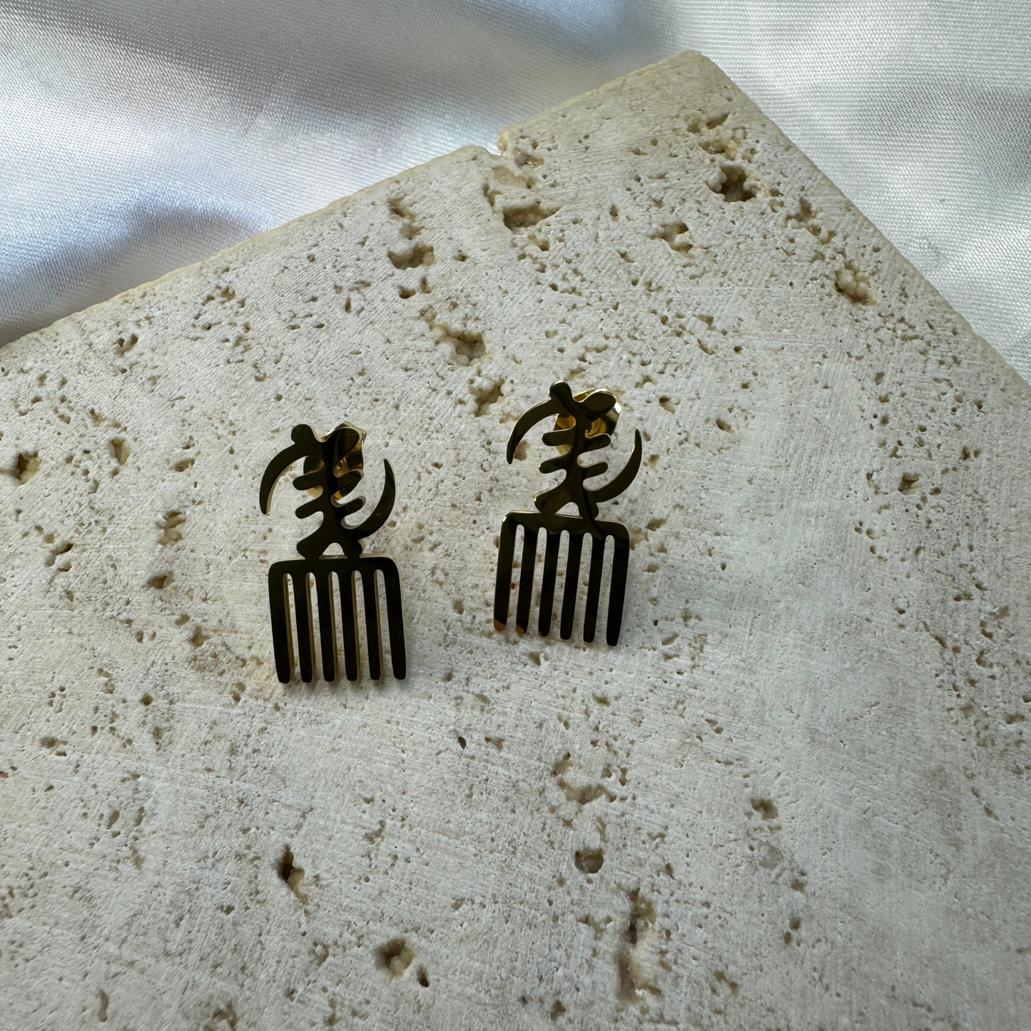 adinkra gye nyame duafe symbol stud earrings