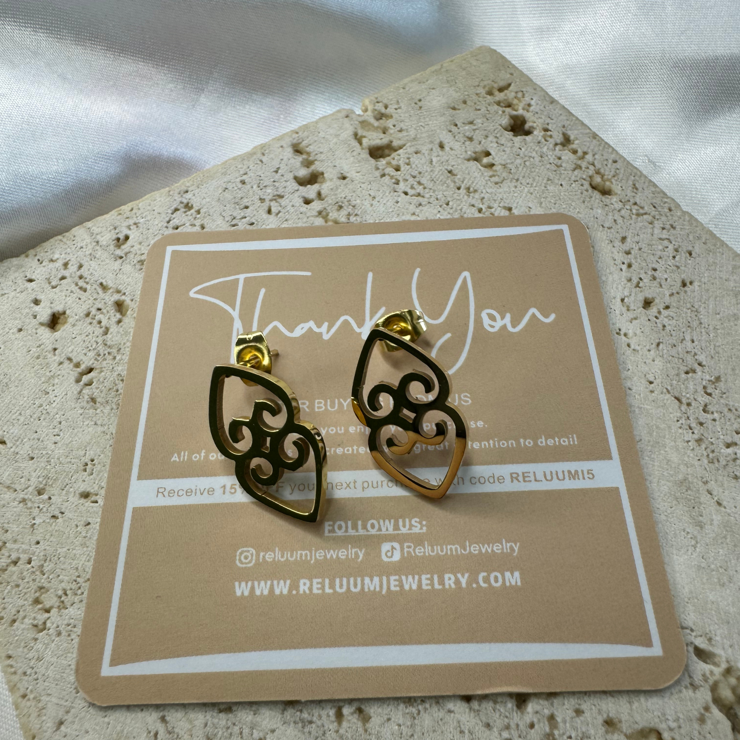 adinkra asase ye duru symbol stud earrings