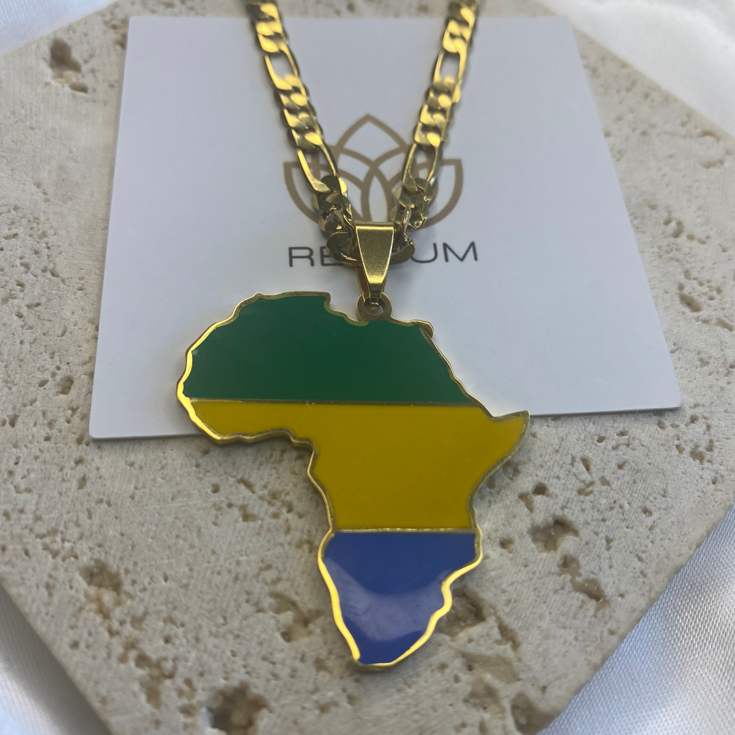 africa map - with gabon flag