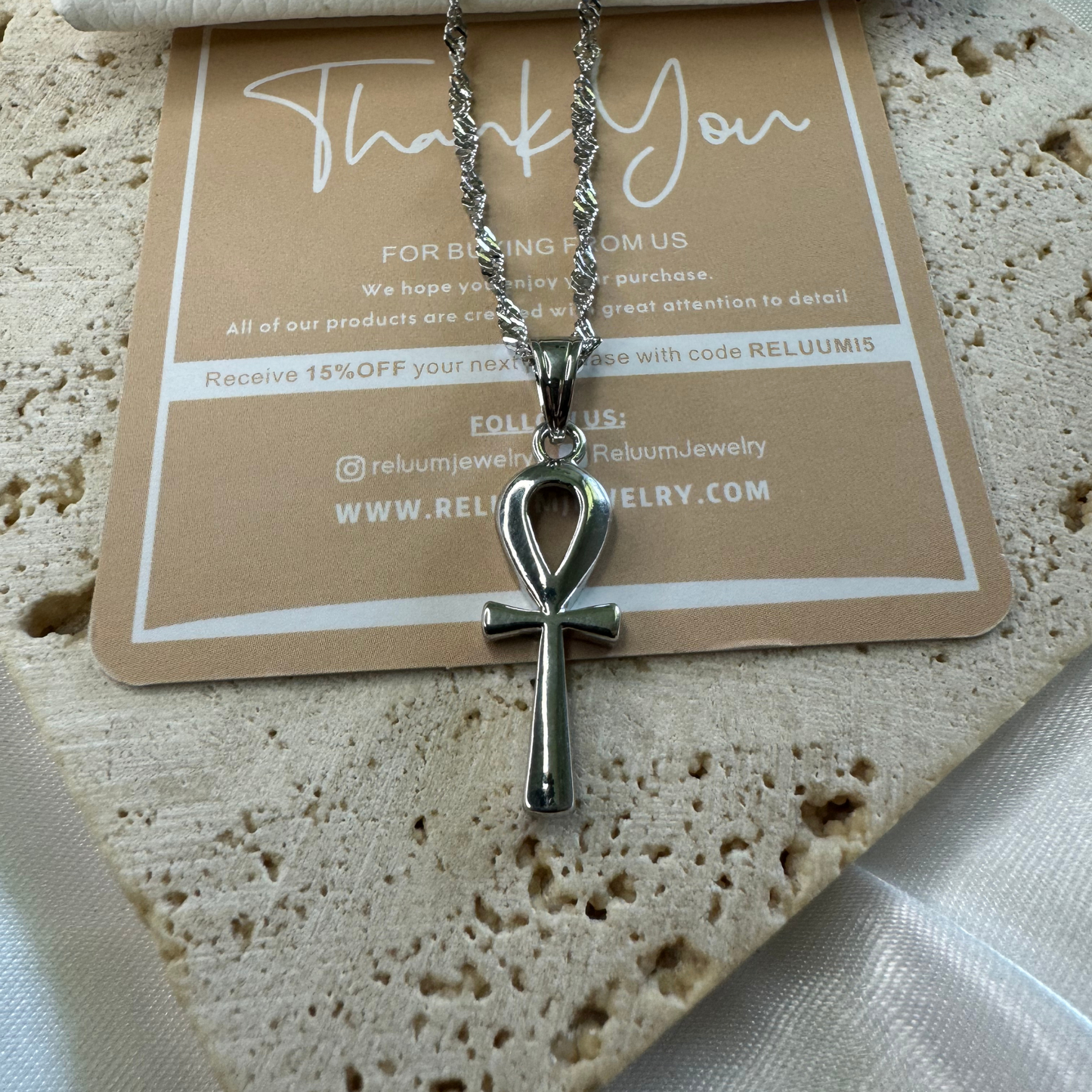 small crystal ankh cross