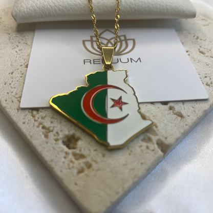 Algerien Karte - mit Flagge