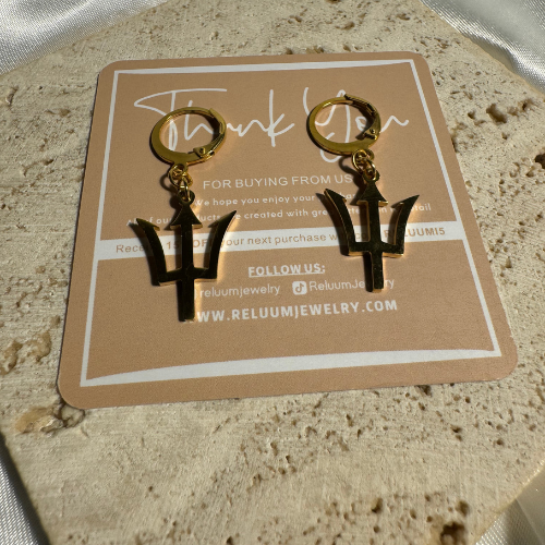 small barbados trident hanging earrings