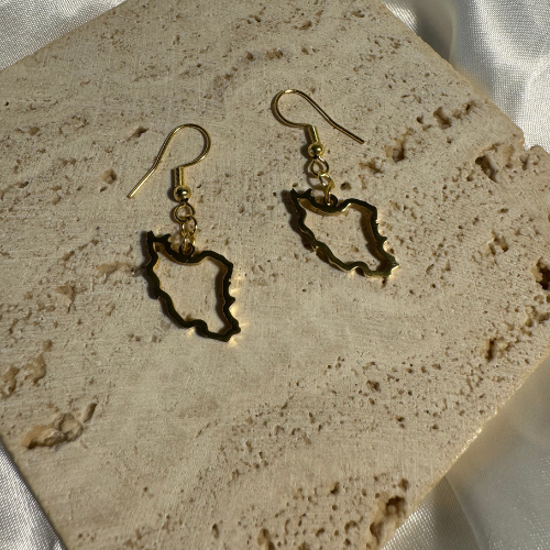 small iran map outline hanging earrings