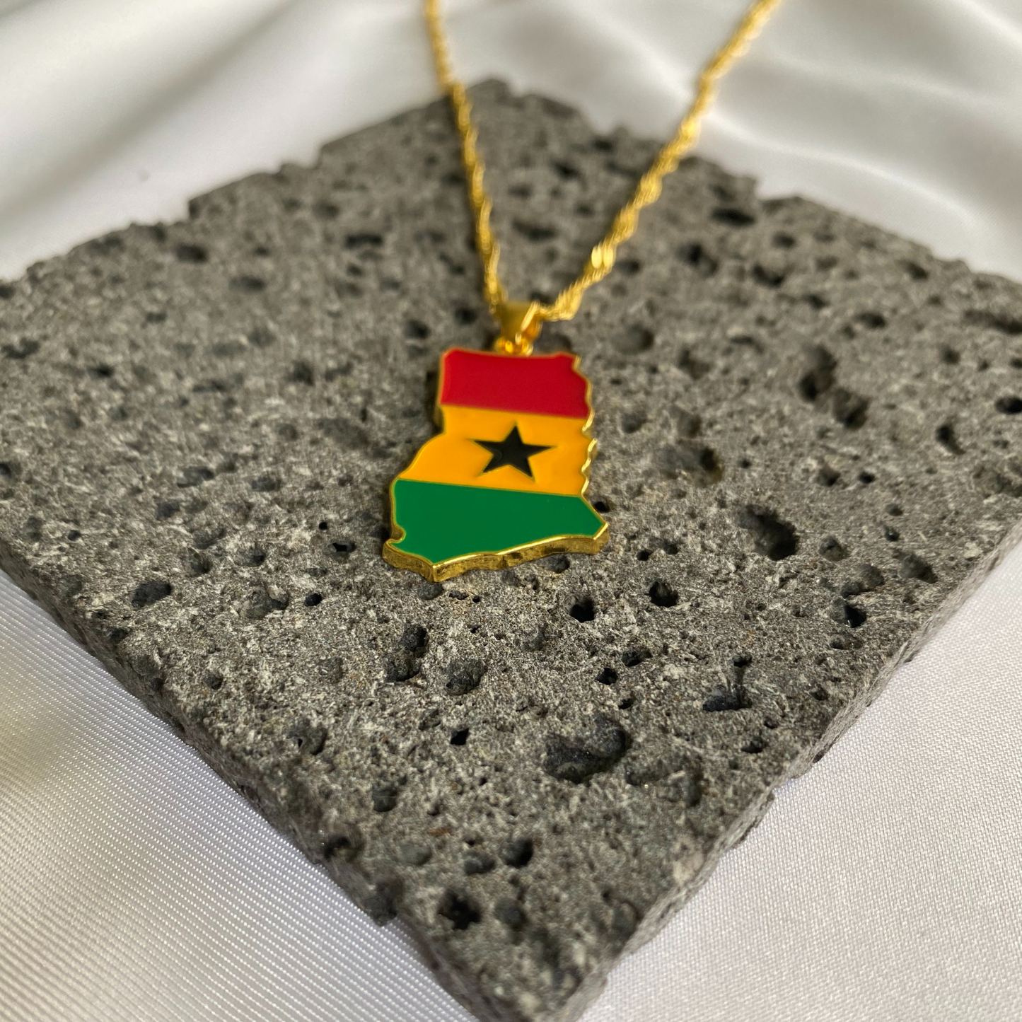 ghana map - with flag