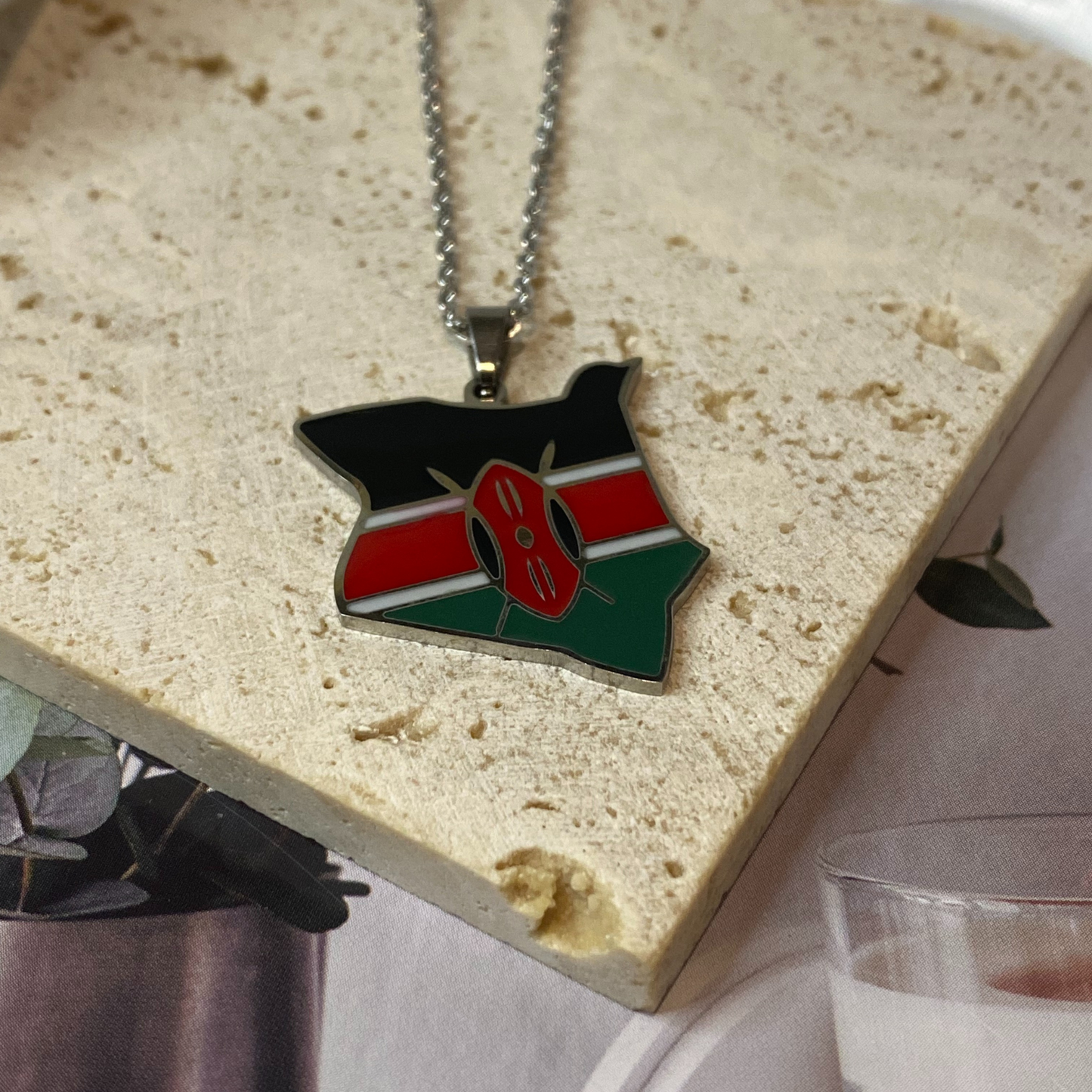 kenya map - with flag