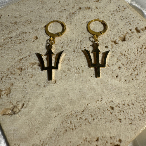 small barbados trident hanging earrings