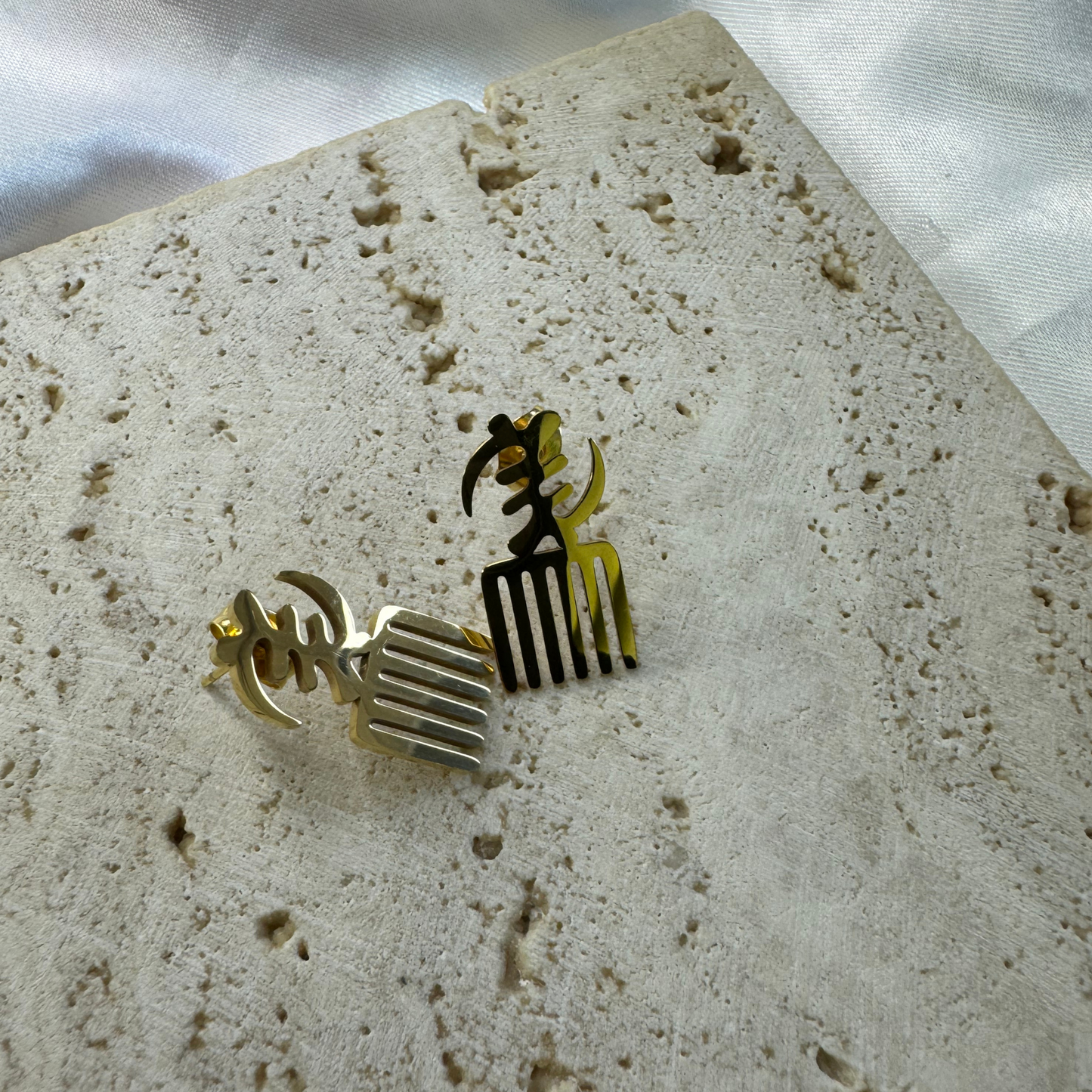 adinkra gye nyame duafe symbol stud earrings