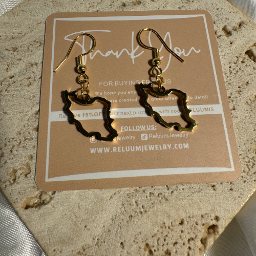 small iran map outline hanging earrings