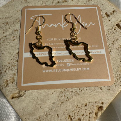 Small Iran Map Outline Hanging Earrings