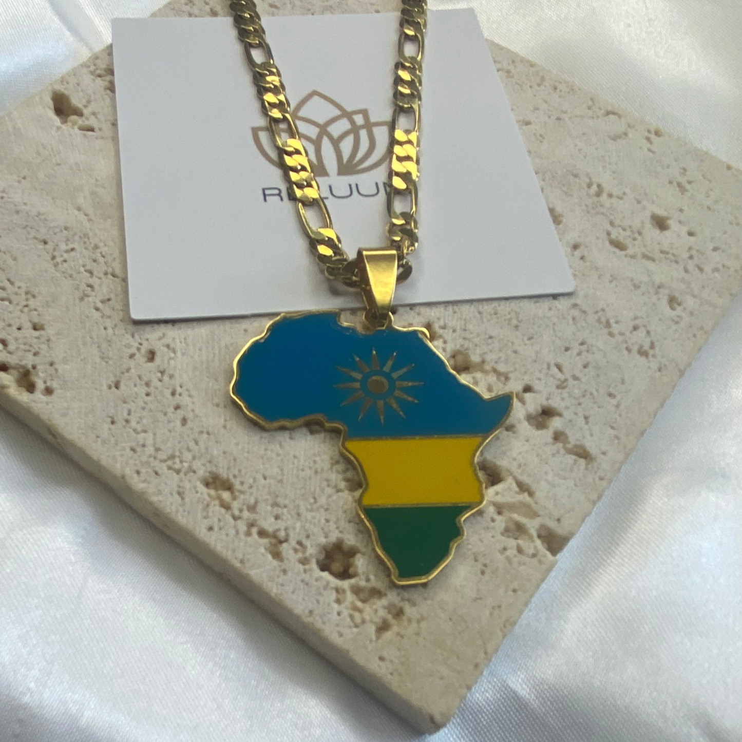 africa map - with rwanda flag