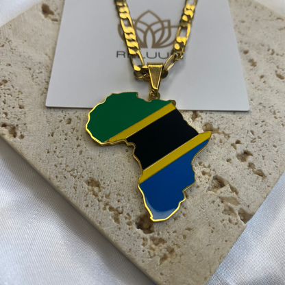 Africa Map - With Tanzania Flag