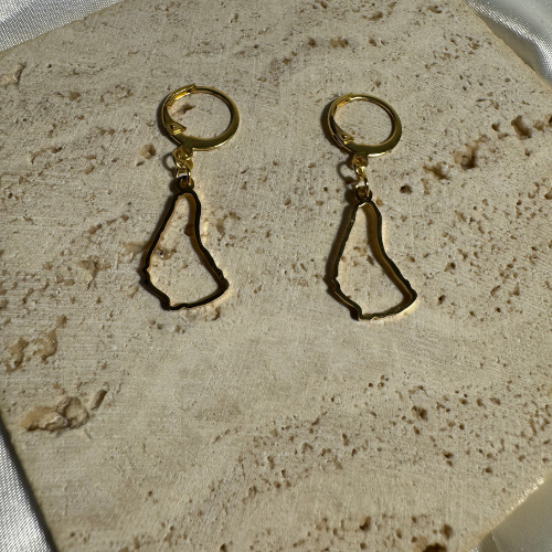 small barbados map outline hanging earrings