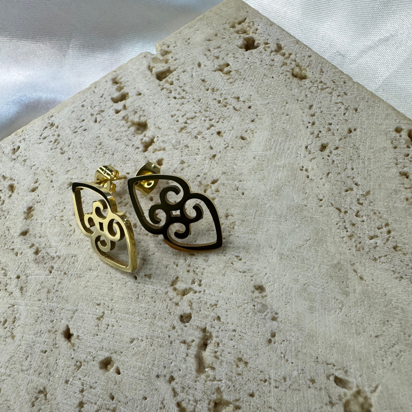 adinkra asase ye duru symbol stud earrings