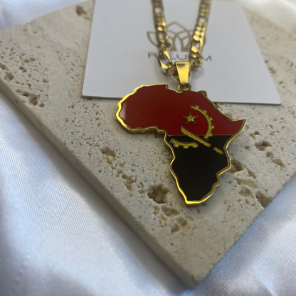 Africa Map - With Angola Flag