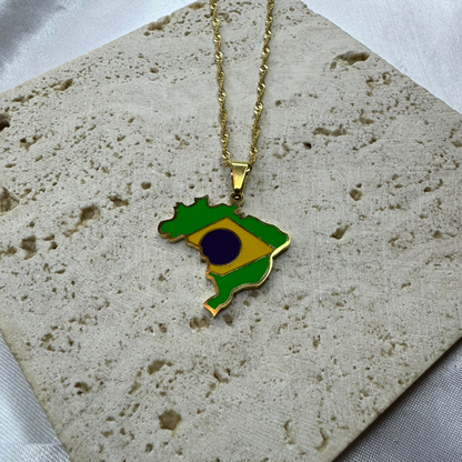 Brazil Map - With Flag