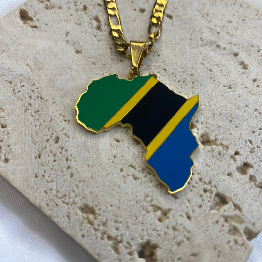 Africa Map - With Tanzania Flag