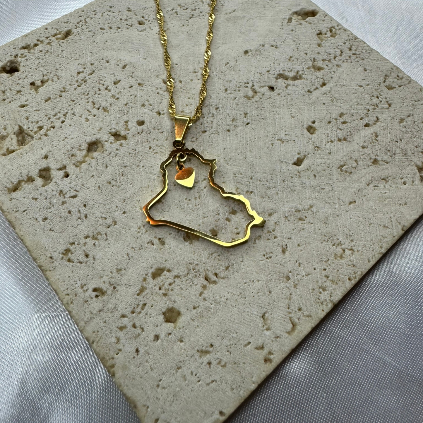 iraq map - with small heart charm