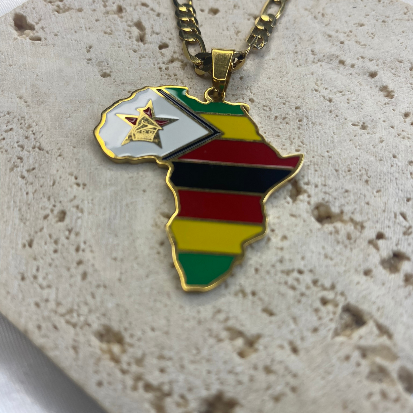 africa map - with zimbabwe flag