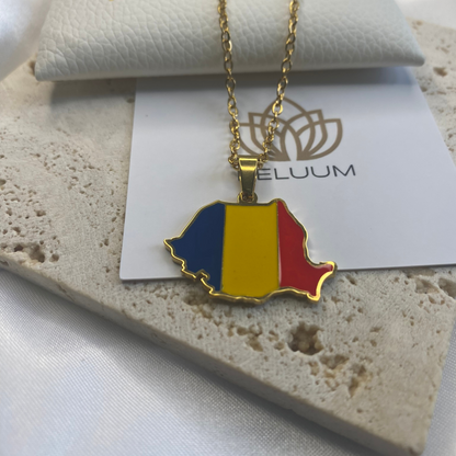 Romania Map - With Flag