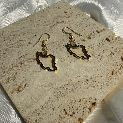 small iran map outline hanging earrings