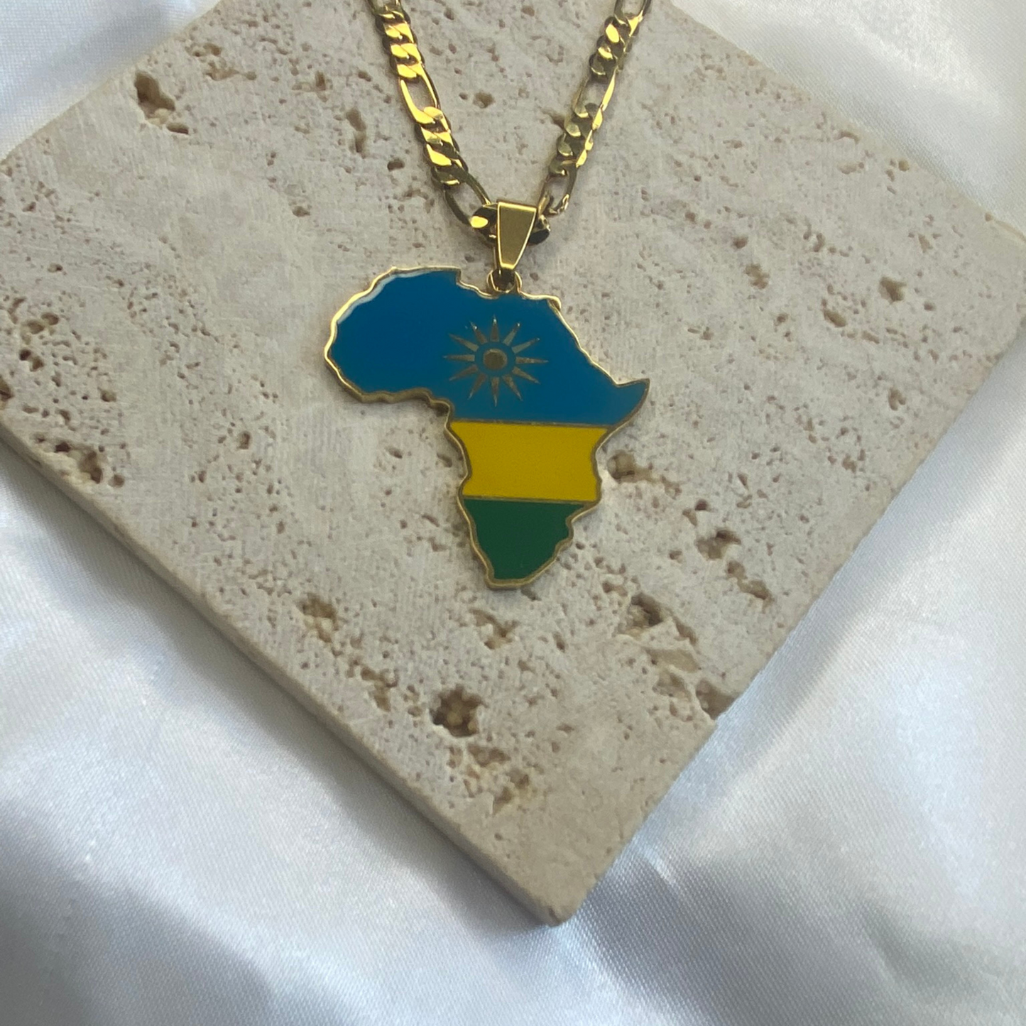 africa map - with rwanda flag