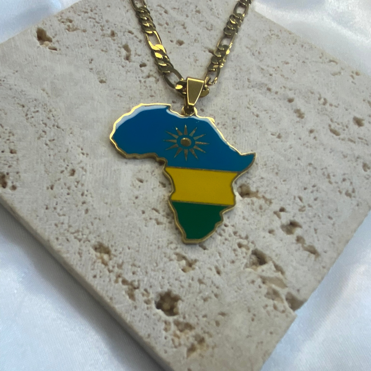 africa map - with rwanda flag