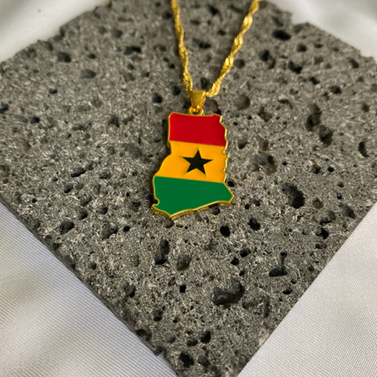 Ghana Map - With Flag