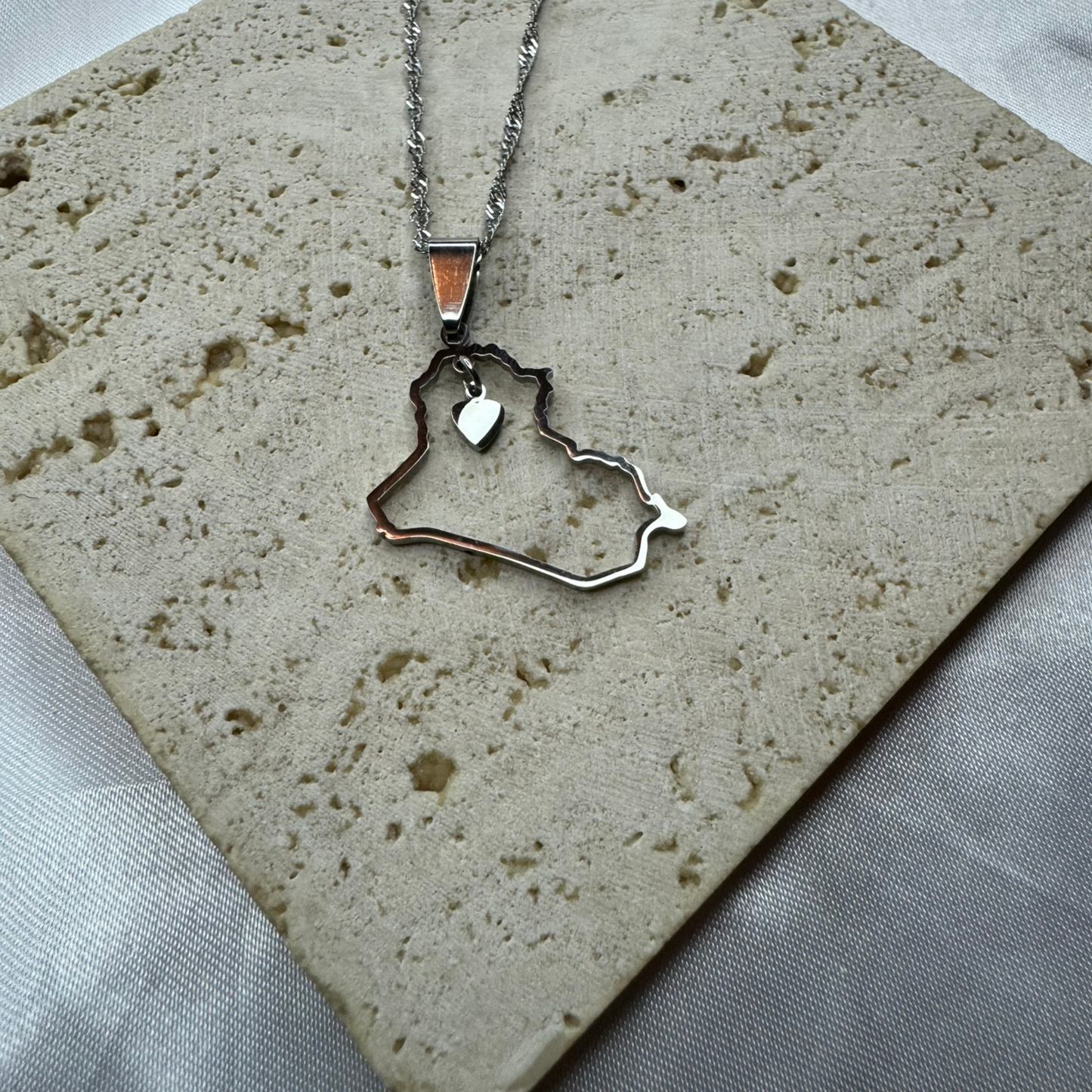 iraq map - with small heart charm