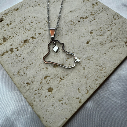 Iraq Map - With Small Heart Charm